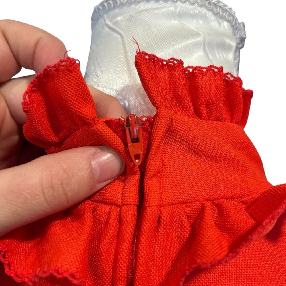 Vintage 70s JC Penney Red Ruffle Maxi Dress Sz M - Picture 15 of 16